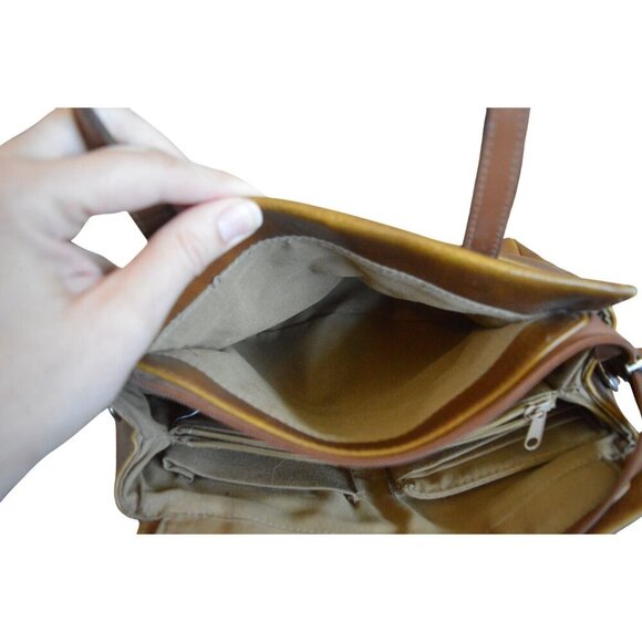 Vintage Y2K Carryland Small Brown Leather Bag Bohemian Rustic Western Casual - Picture 5 of 12
